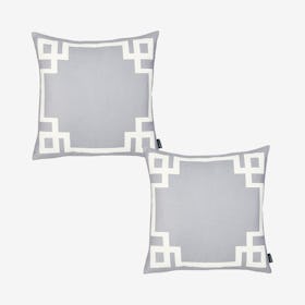 Geometric Square Throw Pillow Covers - Grey / White - Set of 2