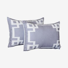 Geometric Rectangle Throw Pillow Covers - Grey / White - Set of 2