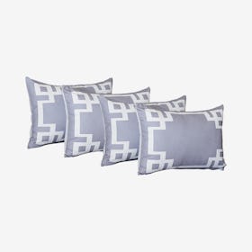 Geometric Rectangle Throw Pillow Covers - Grey / White - Set of 4