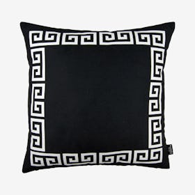 Geometric Greek Key Square Throw Pillow Cover - Black / White
