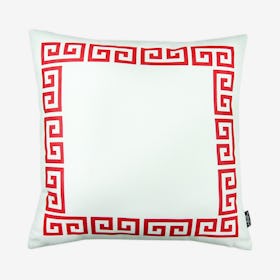 Geometric Greek Key 0 Decorative Throw Pillow Cover - White / Red
