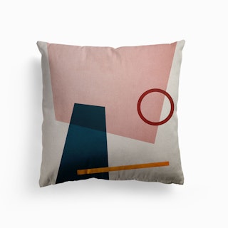 Conceptual Abstract Shapes Pink And Blue Canvas Cushion