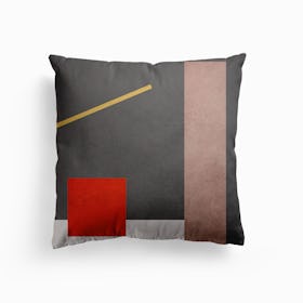 Conceptual Geometric Shapes Gray And Red Canvas Cushion