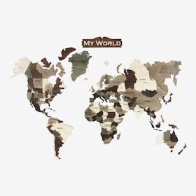 Wall World Map - Wood