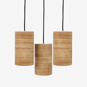 Cylindrical Pendant Lamps - Wood - Set of 3