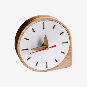 Mini Desk Clock - White - Wood