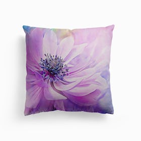 Wispy Purple Anemone Canvas Cushion