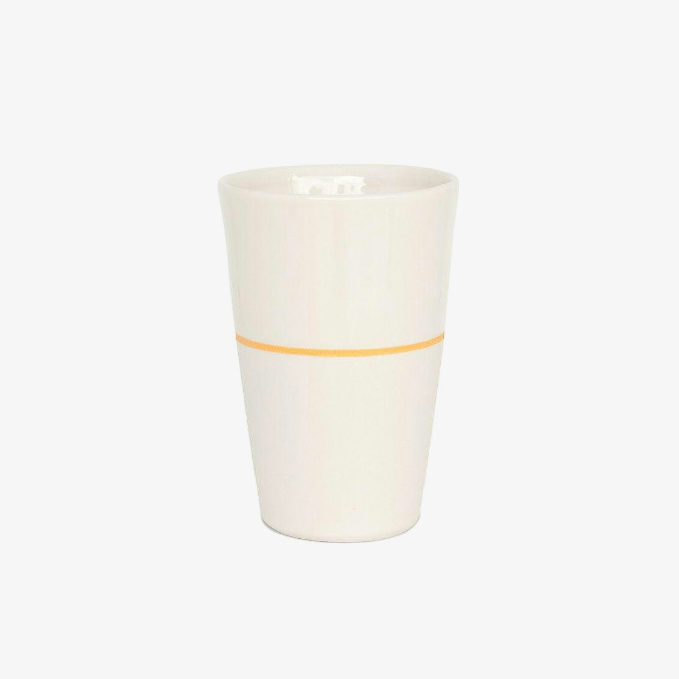 Ambit Tall Beaker - White / Saffron Yellow Line by Sue Ure Maison