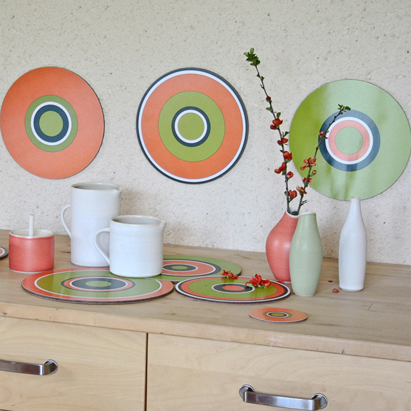 Orbit Centrepieces - Olive / Orange - Set of 4 by Sue Ure Maison