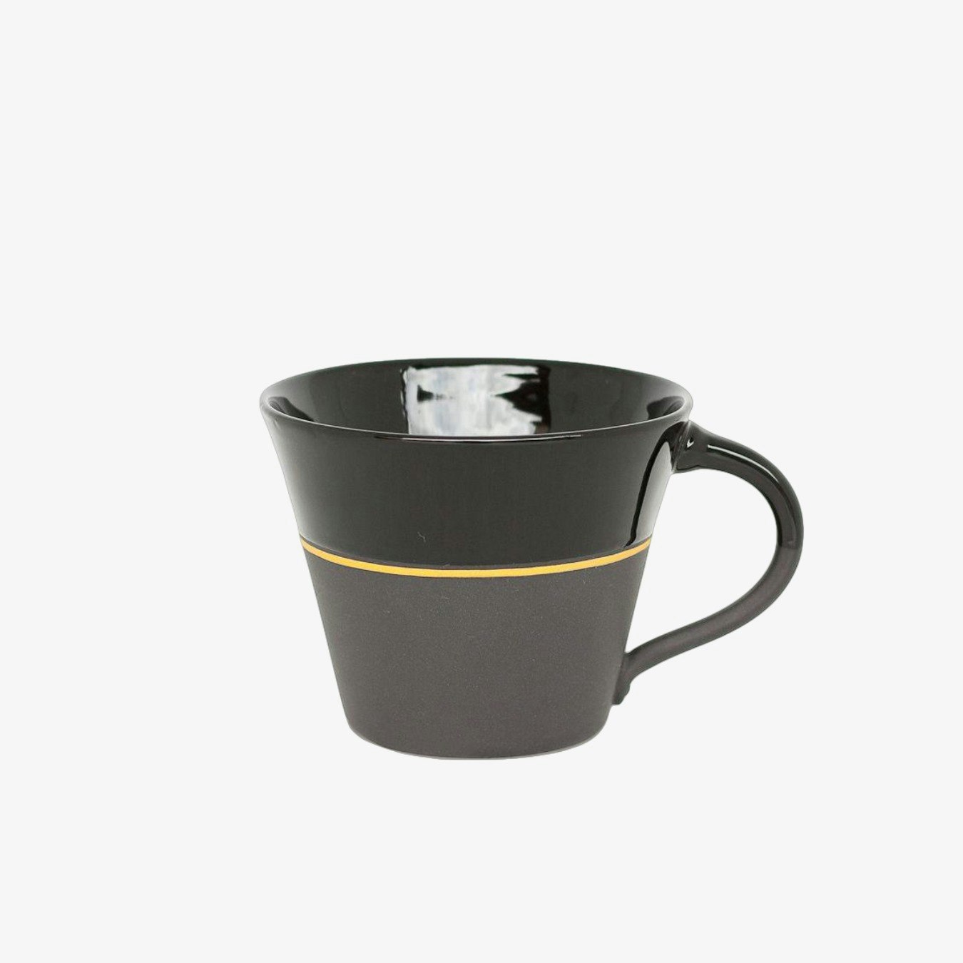 Ambit Wide Mug - Black / Saffron Yellow Line by Sue Ure Maison
