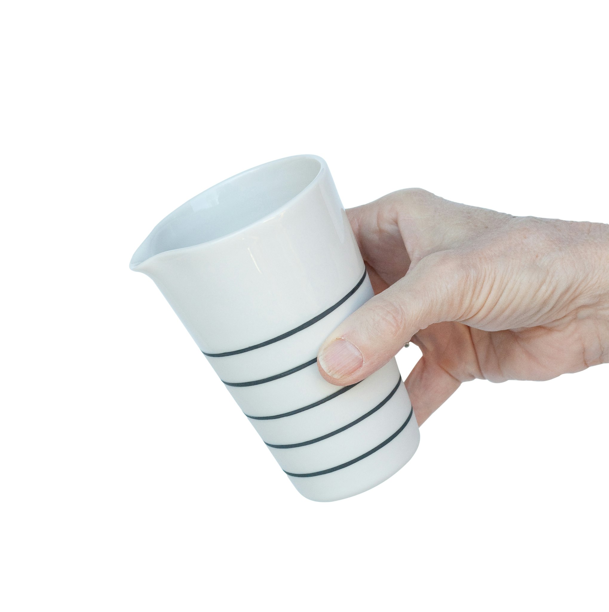 Ambit Medium White Jug - Ink Black Lines by Sue Ure Maison