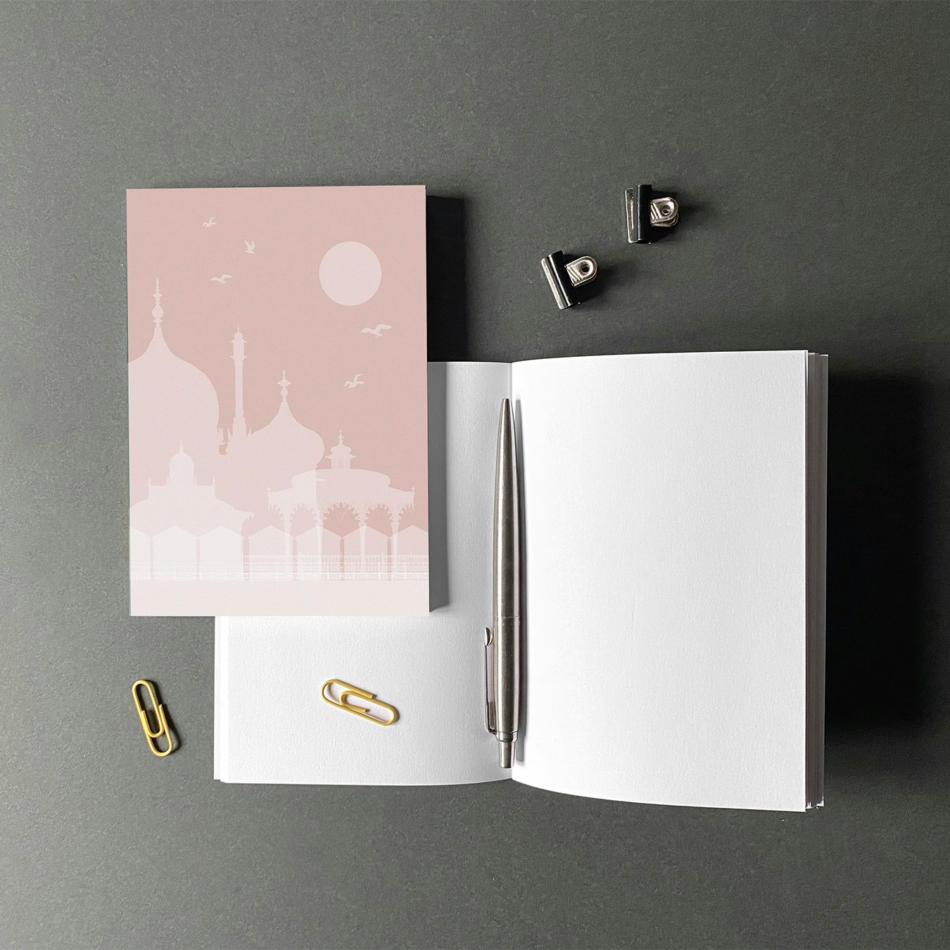 Brighton Landmarks Notebook - Pink by Linescapes