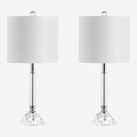 Dana Column LED Table Lamps - Clear - Crystal / Metal - Set of 2