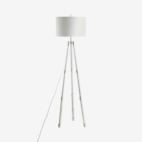 Arliss Surveyor's Tripod LED Floor Lamp - Chrome - Metal / Crystal