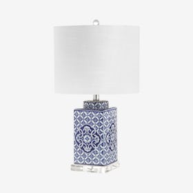 Choi Chinoiserie LED Table Lamp - Blue / White - Ceramic