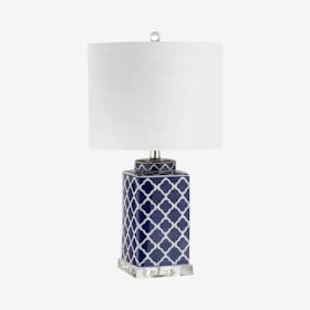 Clarke Chinoiserie LED Table Lamp - Blue / White - Ceramic