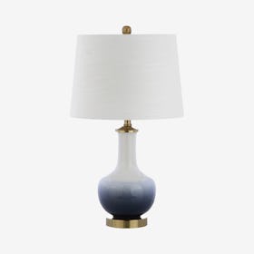 Gradient LED Table Lamp - White / Navy - Ceramic / Brass