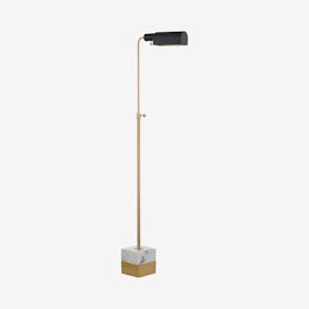 Iva Adjustable Library LED Floor Lamp - Brass Gold - Metal / Marble