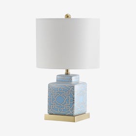 Catherine Ginger Jar LED Table Lamp - Blue / White - Ceramic / Metal