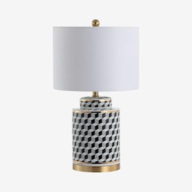 Ellie Tumbling Block LED Table Lamp - Black / White - Ceramic / Metal