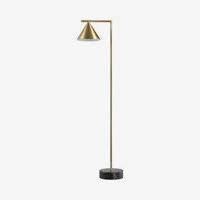 Chelsea Cone Shade LED Floor Lamp - Brass Gold / Black - Metal / Marble