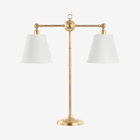 Ruth 2-Light Library LED Table Lamp - Gold - Metal