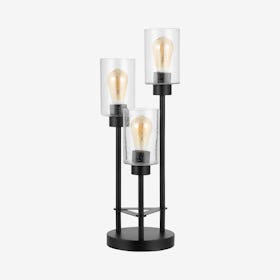 Axel Modern 3-Light Modern Industrial LED Table Lamp - Black - Iron / Seeded Glass