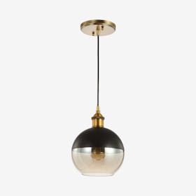Nixon Adjustable Drop Globe LED Pendant Lamp - Brass Gold / Black - Metal / Glass