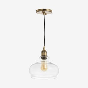 Wyatt Adjustable Drop Pharmacy LED Pendant Lamp - Brass Gold - Metal / Glass