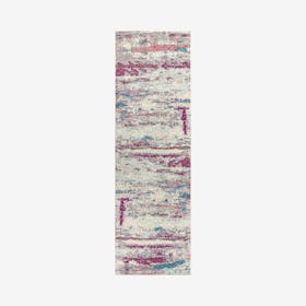 Pop Modern Abstract Brushstroke Runner Rug - Cream / Pink
