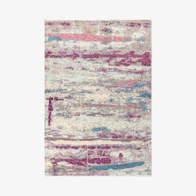 Pop Modern Abstract Brushstroke Area Rug - Cream / Pink