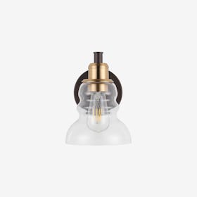 Manhattan Vintage Industrial Rustic LED Vanity Light - Brass Gold / Oil Rubbed Bronze - Iron / Glass