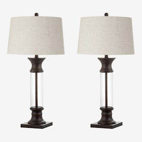 Hunter LED Table Lamps - Bronze - Metal / Glass - Set of 2