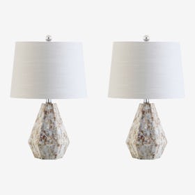 Isabella LED Table Lamps - Natural / Ivory - Seashell - Set of 2