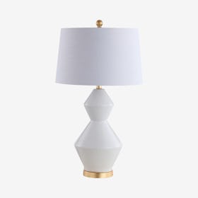 Alba Geometric LED Table Lamp - White / Gold - Ceramic / Metal