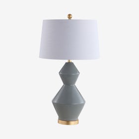 Alba Geometric LED Table Lamp - Grey / Gold - Ceramic / Metal