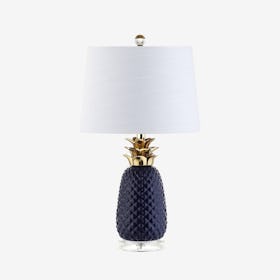 Pineapple LED Table Lamp - Navy / Gold - Ceramic