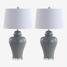 Winnie Urn LED Table Lamps - Grey - Ceramic - Set of 2