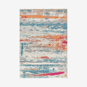 Pop Modern Abstract Brushstroke Area Rug - Cream / Blue