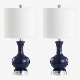 Cox LED Table Lamps - Navy - Metal / Glass - Set of 2