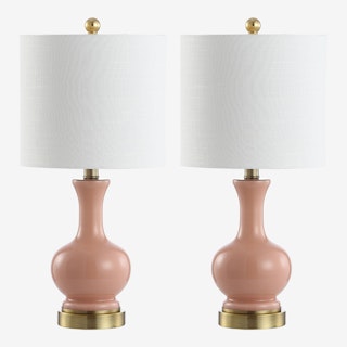 Cox LED Table Lamps - Light Coral - Metal / Glass - Set of 2