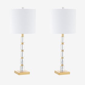 Claire LED Table Lamps - Clear / Brass Gold - Crystal - Set of 2