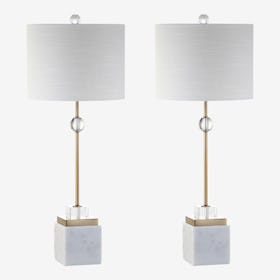 Dawson LED Table Lamps - Brass Gold - Marble / Crystal - Set of 2