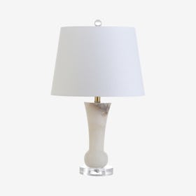 Eliza LED Table Lamp - Grey - Alabaster / Crystal