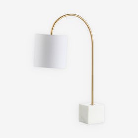 Fisher LED Table Lamp - White / Brass Gold - Marble / Metal