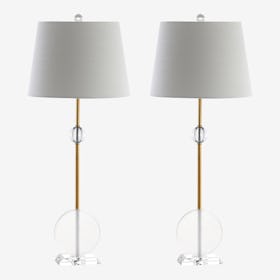 Spencer LED Table Lamp - Clear / Brass Gold - Crystal / Metal - Set of 2