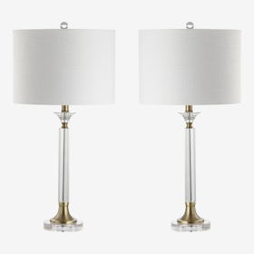 Mark LED Table Lamp - Clear / Brass Gold - Crystal / Metal - Set of 2