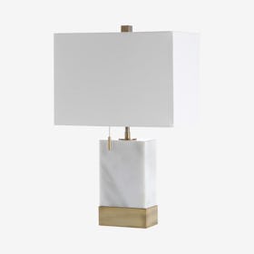 Trevor Modern Console LED Table Lamp - White / Brass Gold - Marble / Iron