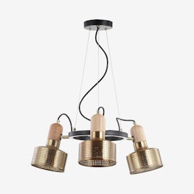 Gallery 3-Light Adjustable Spotlight LED Pendant Lamp - Brass Gold / Black - Metal