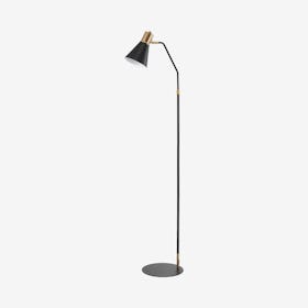 Apollo Modern LED Task Floor Lamp - Black / Brass Gold - Metal